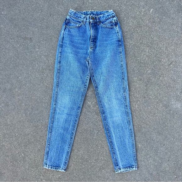 Vintage 80s Lee high rise acid wash bareback taper leg jeans - Picture 2 of 8